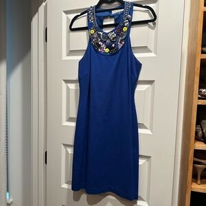 TRINA TURK Cocktail Dress Royal Blue Beaded Embellished Size 8